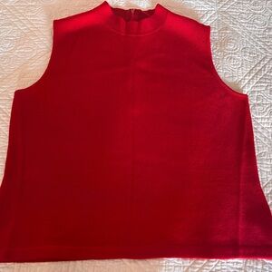 St. John Vibrant Cranberry Red Sleeveless Mock Neck Knit Top - Sz M EUC